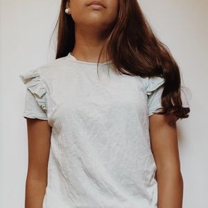 Forever 21 Distressed Ruffled T-shirt